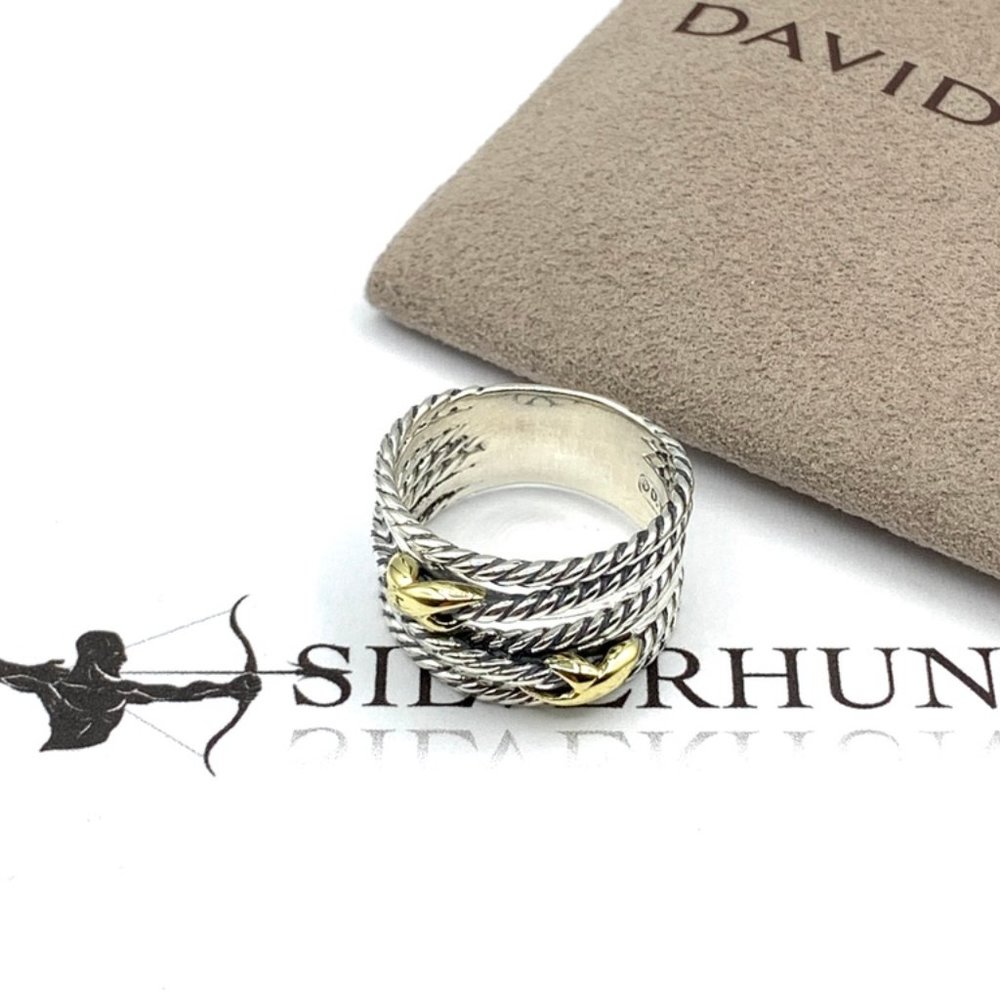 David Yurman Double X 18k Gold Crossover Ring Sz 8